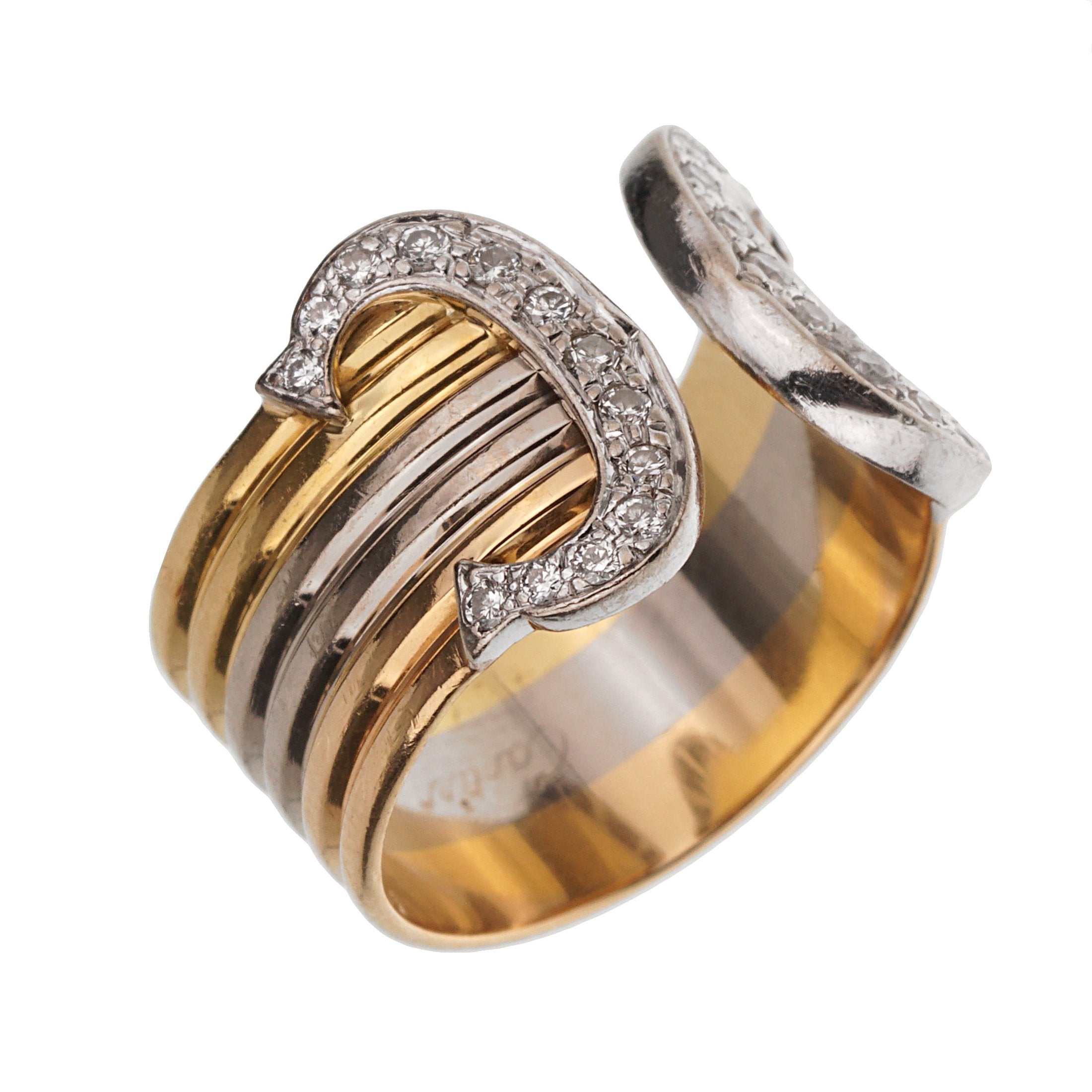 Cartier C De Cartier Diamond Vintage 18k Yellow Gold Ring Opulent Jewelers