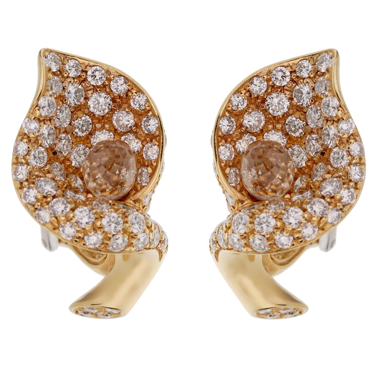 VAN CLEEF & ARPELS, A pair of yellow gold and diamond earrings