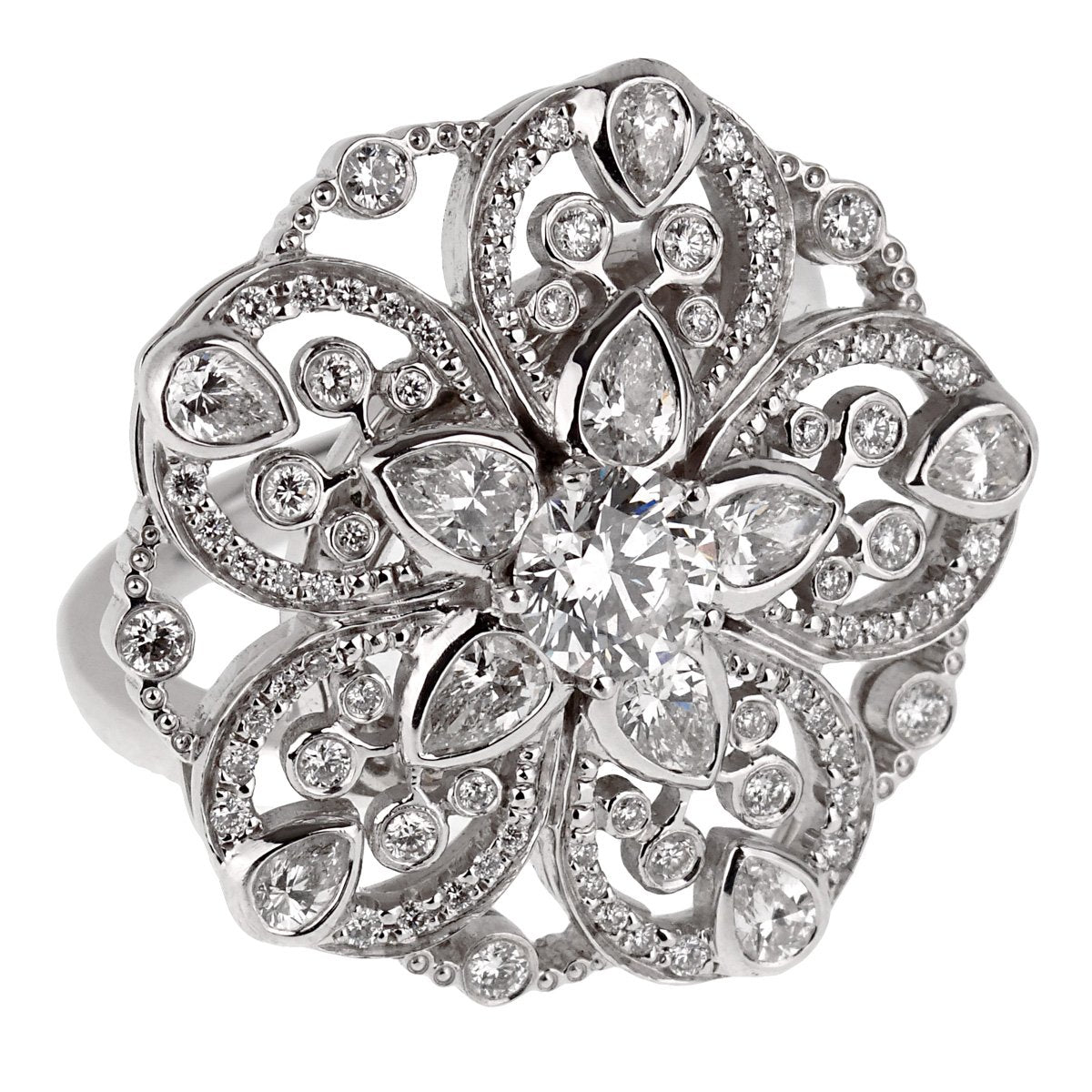 Louis Vuitton Flower Diamond White Gold Cocktail Ring – Opulent Jewelers