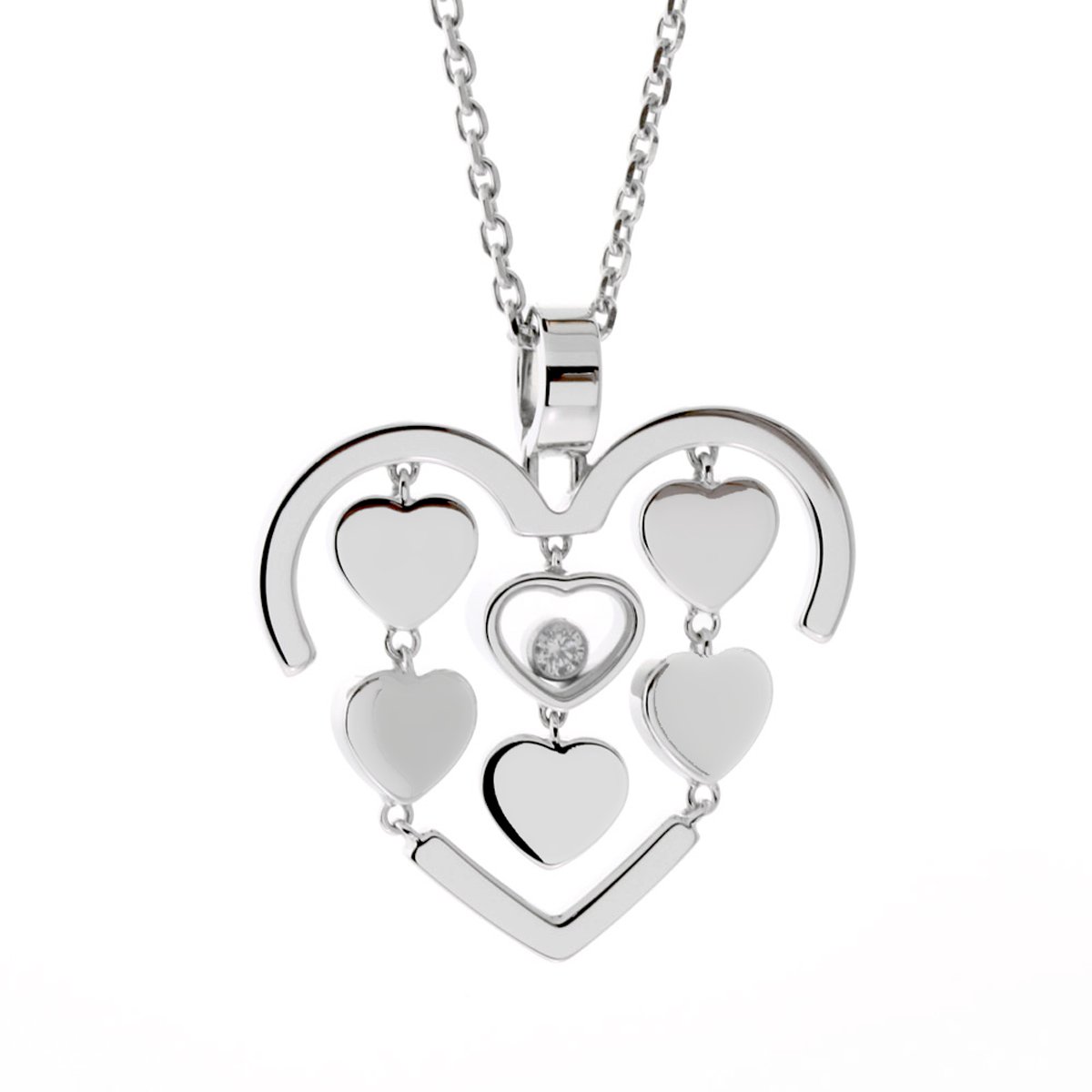 Chopard Diamond Heart shops Pendant With Three Floating Diamonds