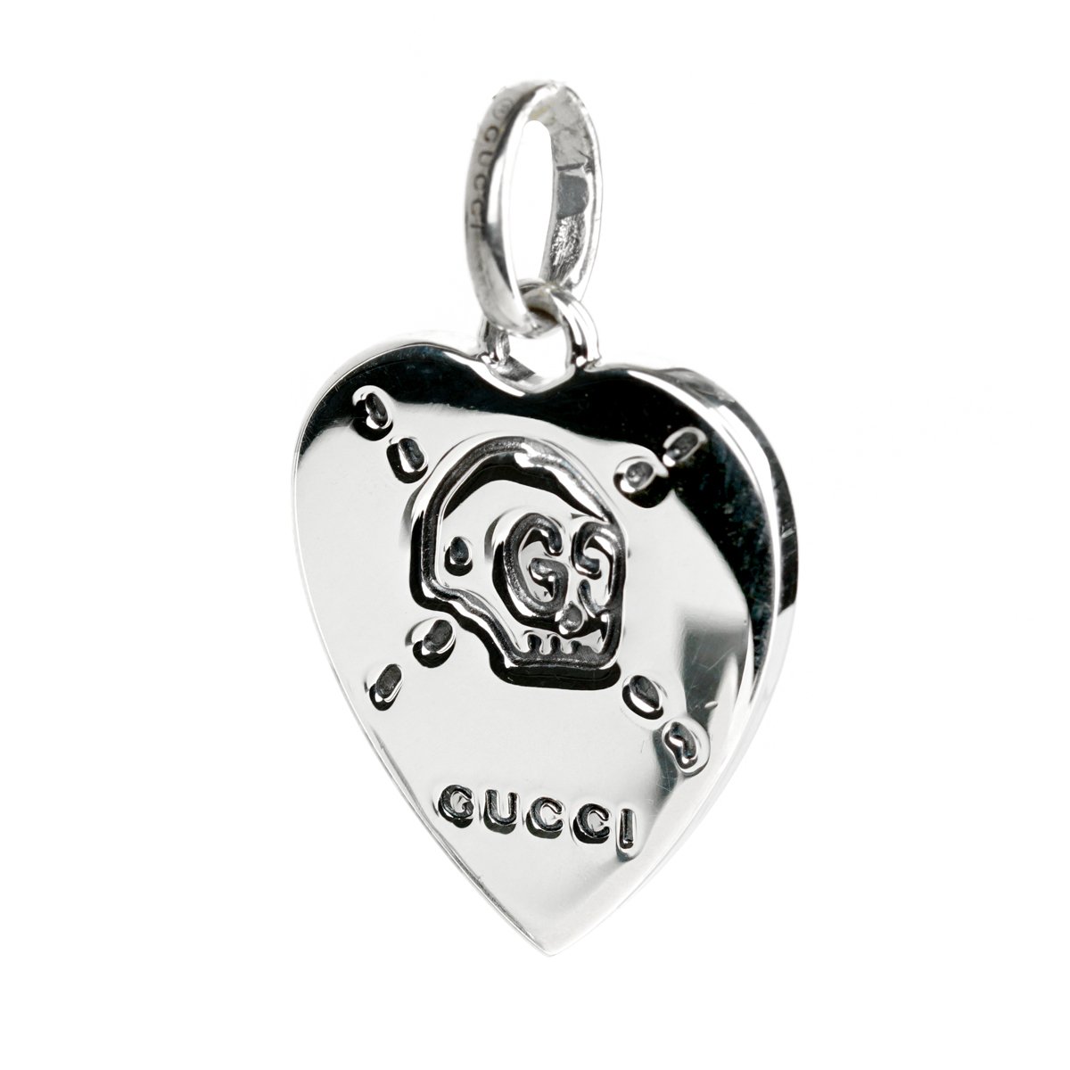 Gucci Heart Skull Stars Silver Charm Pendant