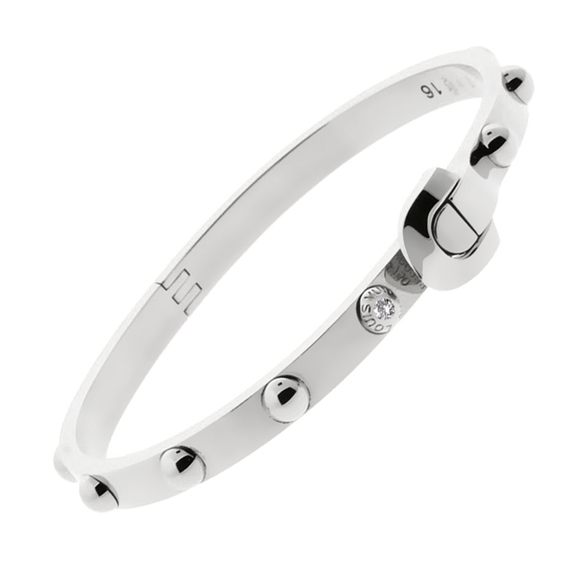 Louis Vuitton 18K Diamond Lockit Bracelet - 18K White Gold Bangle, Bracelets  - LOU155016
