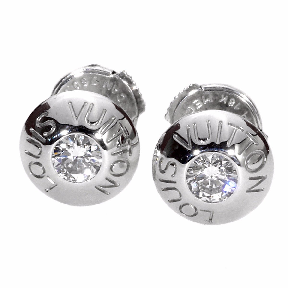 Louis Vuitton LV Volt One Stud Earrings 18K White Gold with