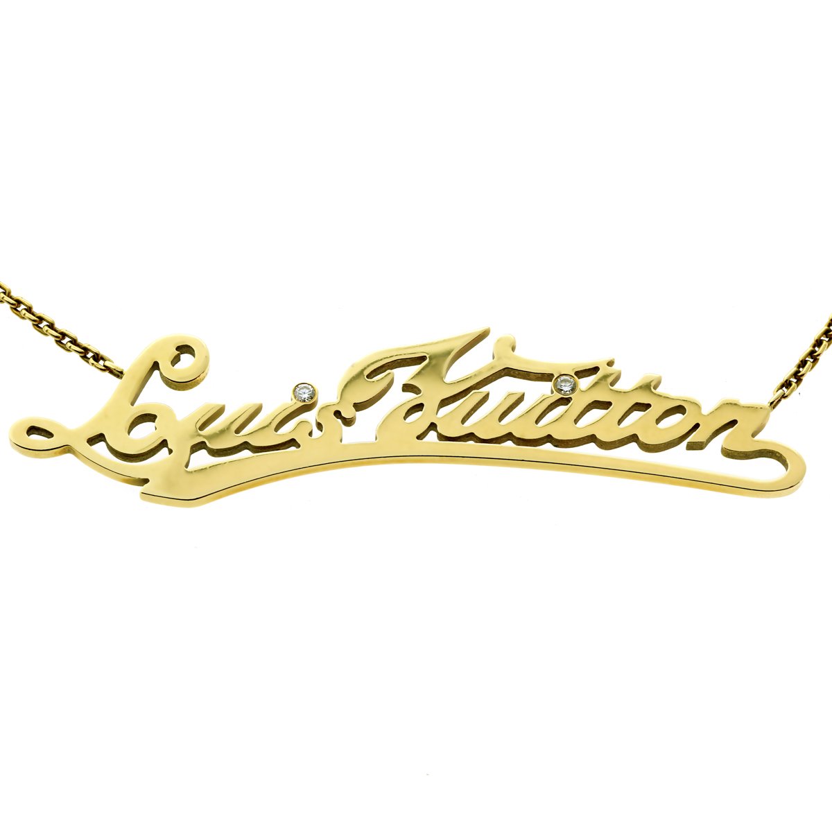 Louis Vuitton Gold Tone Large Essential V Necklace Louis Vuitton