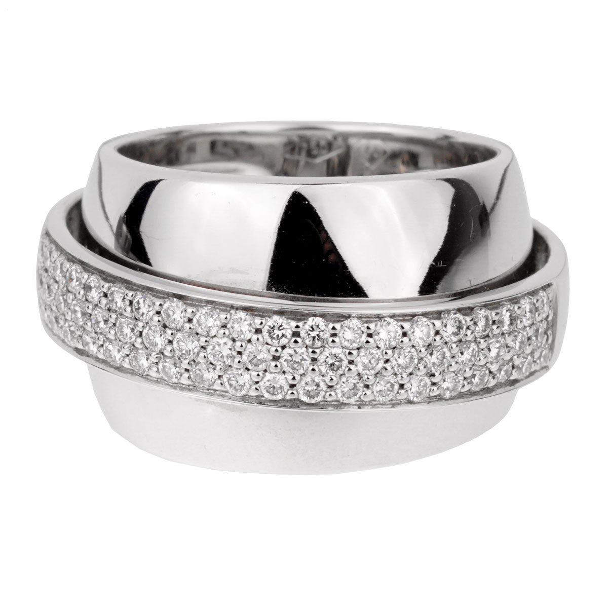 Piaget Possession Logo Diamond White Gold Spinning Ring Sz 9