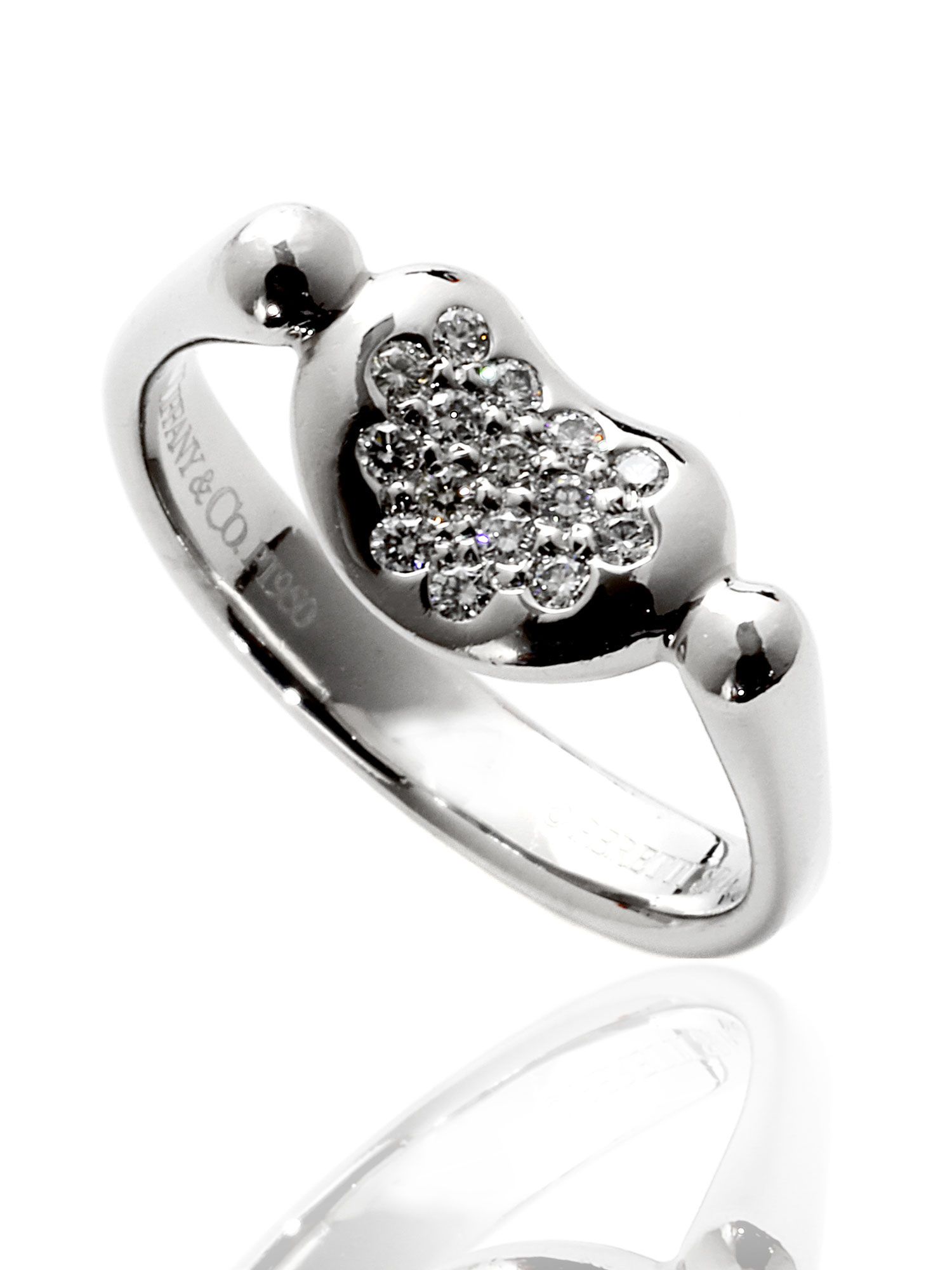 Tiffany & Co Elsa Peretti Diamond Platinum Bean Ring