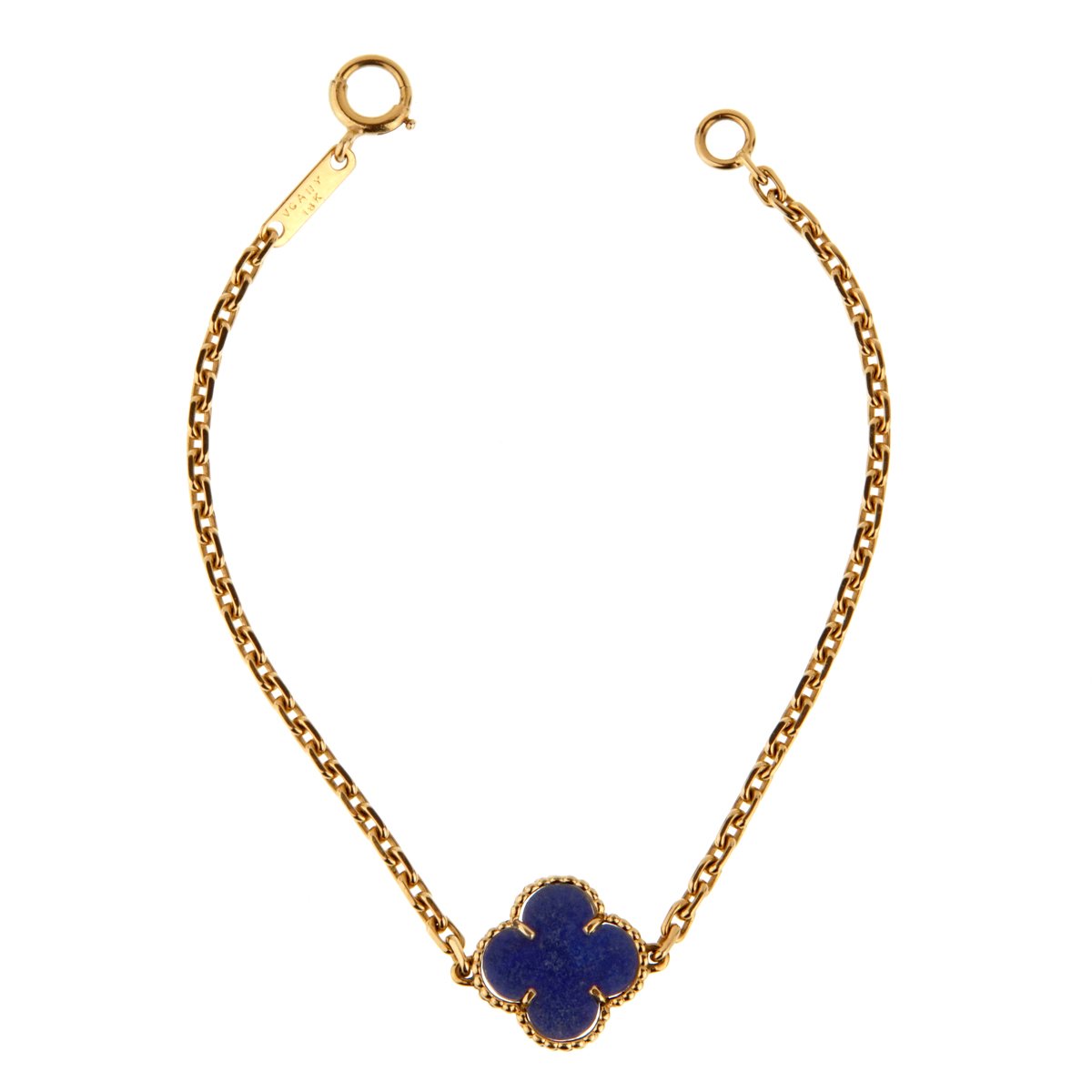 Van Cleef & Arpels Vintage Alhambra 18k Yellow Gold Diamond Lapis Bracelet  Cert