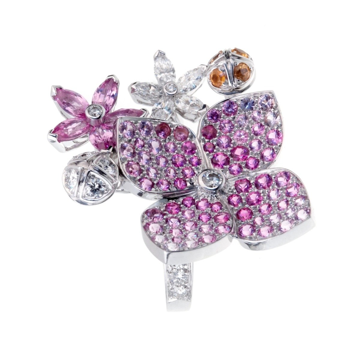 Pink Sapphire & Pink MOP Butterfly Ring - Johnny Jewelry