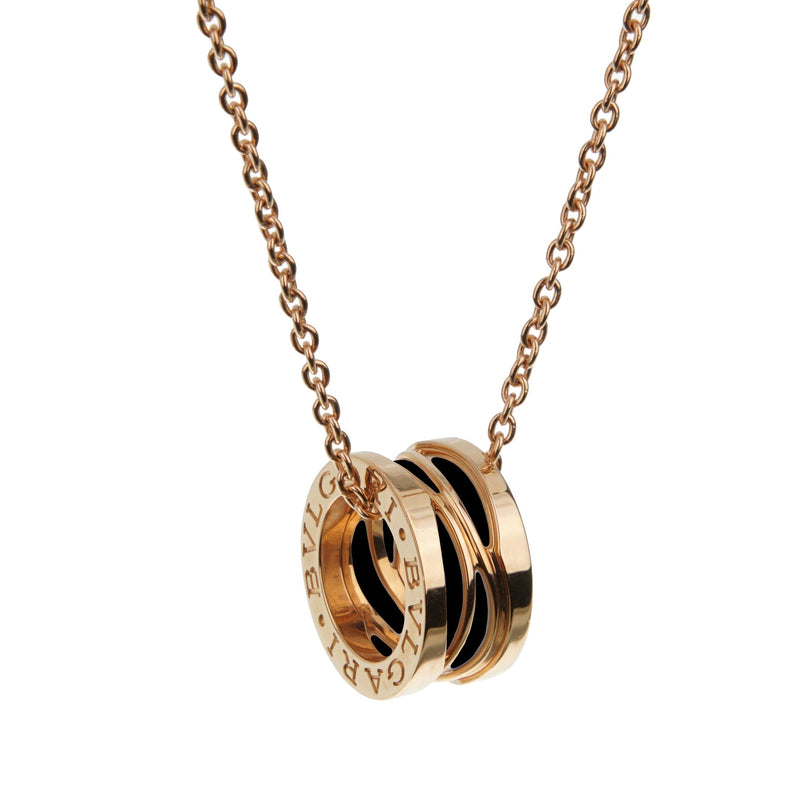 Bvlgari B.zero1 Legend Black Ceramic Rose Gold Pendant Necklace 0003548