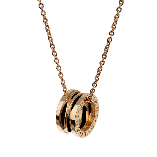 Bvlgari B.zero1 Legend Black Ceramic Rose Gold Pendant Necklace 0003548