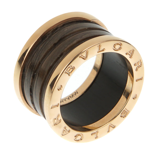 Bvlgari B.zero1 Marble Ceramic Rose Gold Band Ring 0003541