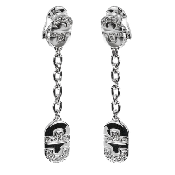 Bvlgari Parentesi Diamond 18k White Gold Drop Earrings