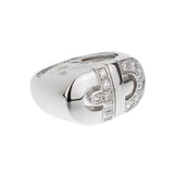 Bvlgari Parentesi Diamond 18k White Gold Ring Sz 4 1/2