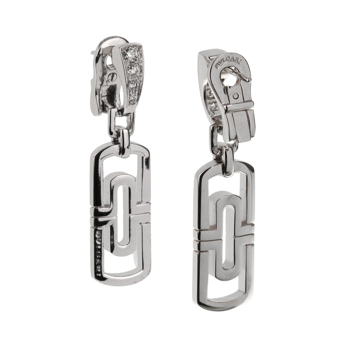 Bvlgari Parentesi Diamond 18k White Gold Drop Earrings