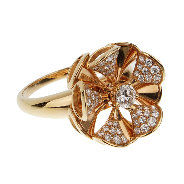 Bvlgari Divas' Dream 18k Rose Gold Diamond Cocktail Ring 0003557