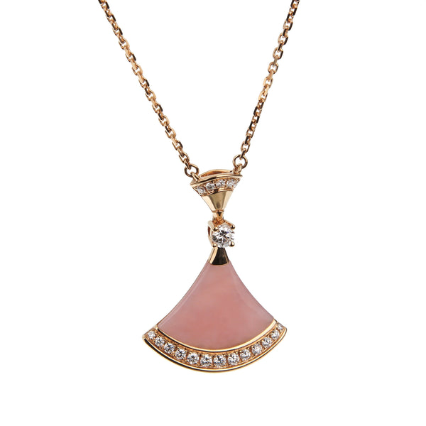 Bvlgari Divas Dream Pink Opal Diamond Rose Gold Necklace 0003540