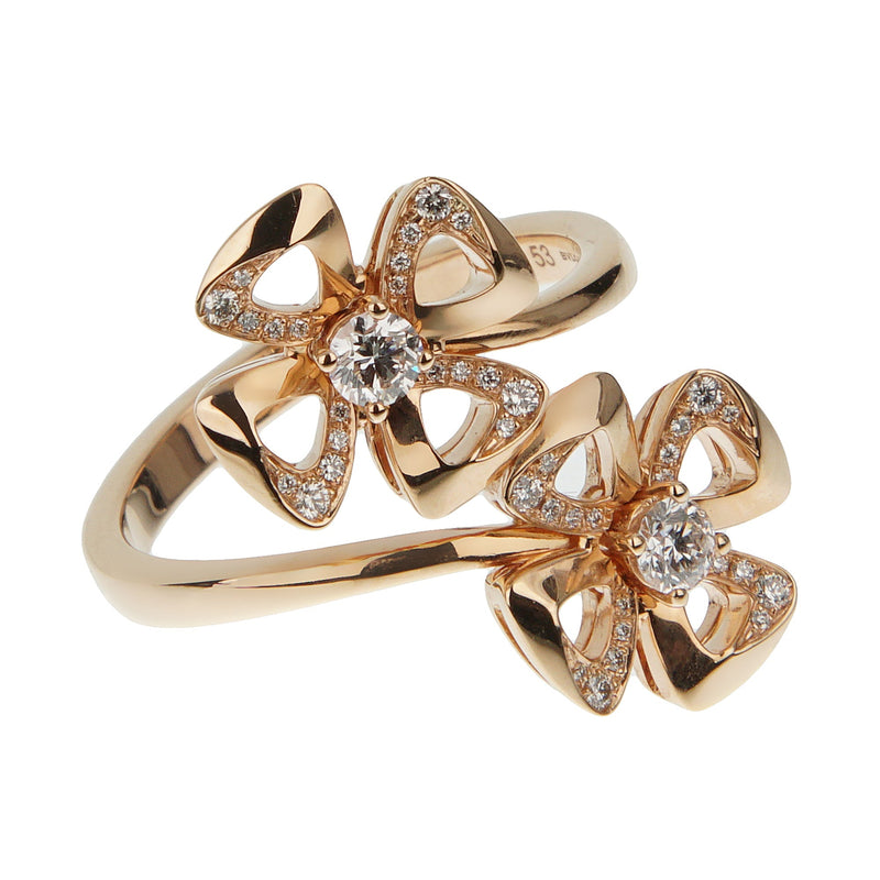 Bvlgari Fiorever Rose Gold Diamond Cocktail Ring 0003538