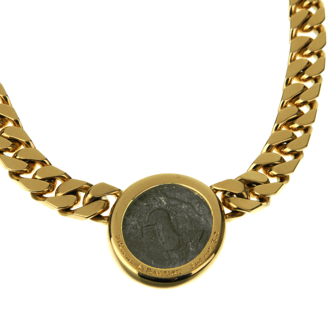 Bvlgari Monete Vintage Curb Yellow Gold Ancient Coin Necklace 0003509