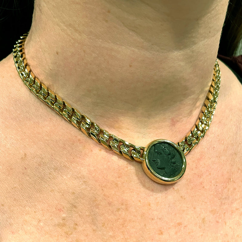 Bvlgari Monete Vintage Curb Yellow Gold Ancient Coin Necklace 0003509