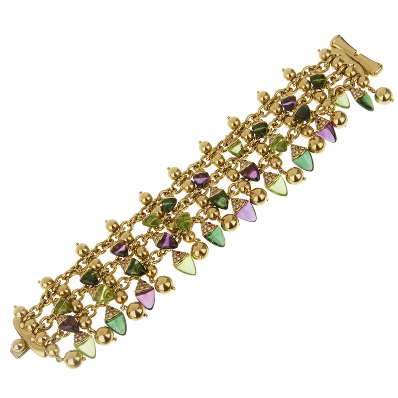 Bvlgari Naturalia Amethyst Tourmaline Peridot Diamond Gold Bracelet