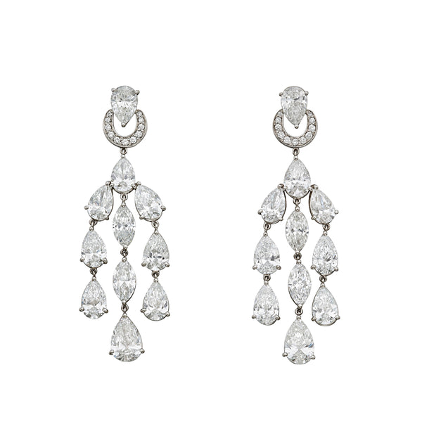 Bvlgari Platinum Diamond Chandelier Drop Earrings