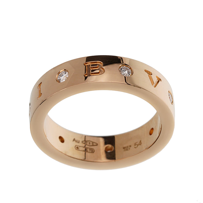 Bvlgari Roman Sorbet 18k Rose Gold Diamond Band Ring Sz 6 1/2 0003605