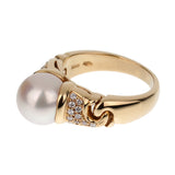 Bvlgari Vintage Pearl Diamond 18k Yellow Gold Cocktail Ring Sz 5 3/4 0003590