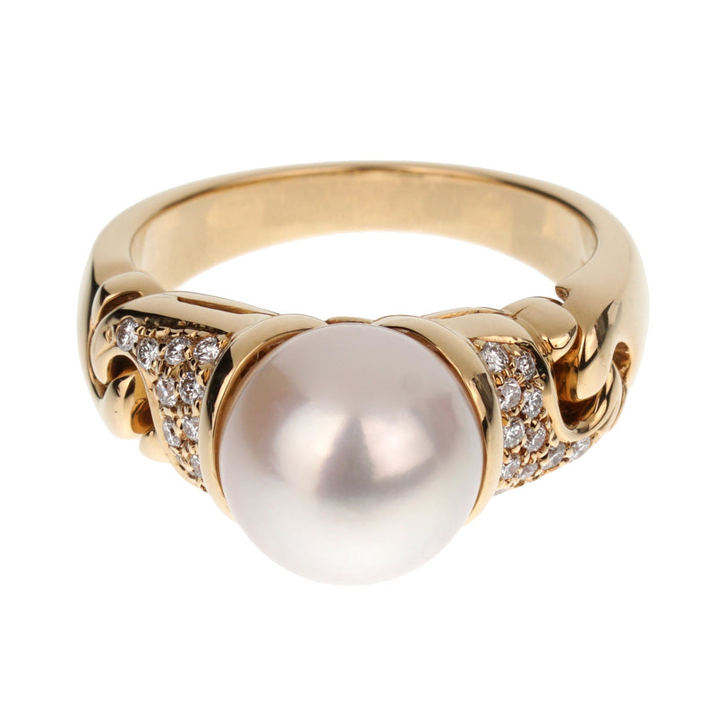 Bvlgari Vintage Pearl Diamond 18k Yellow Gold Cocktail Ring Sz 5 3/4 0003590