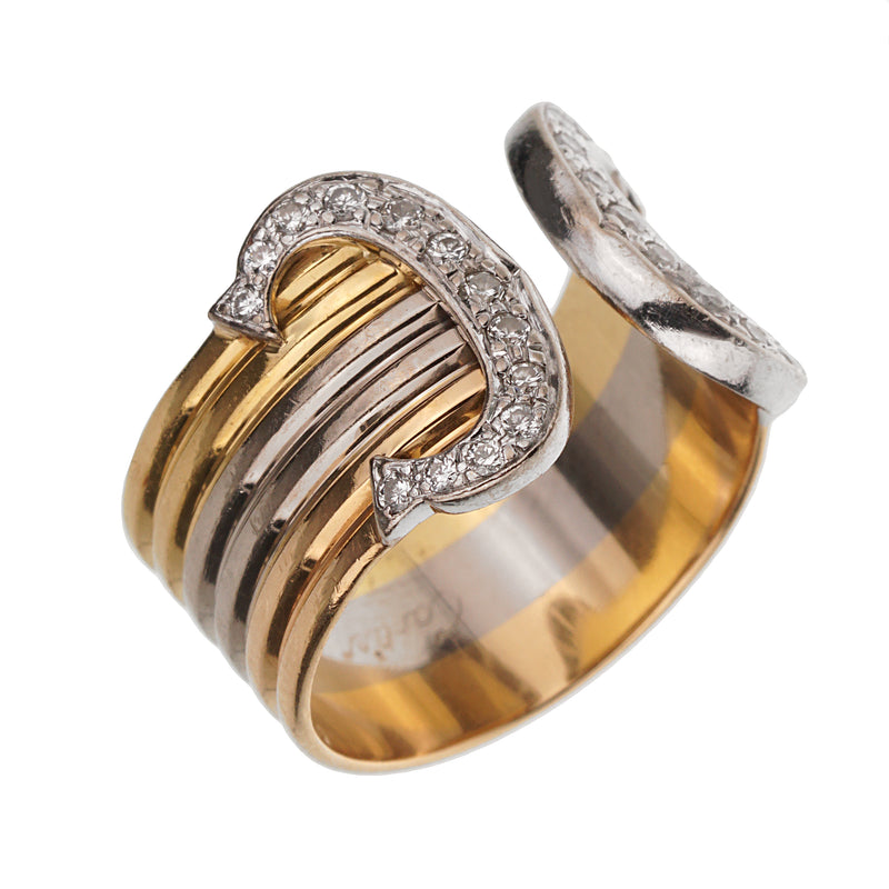 Cartier C De Cartier Diamond Vintage 18k Yellow Gold Ring 0003615