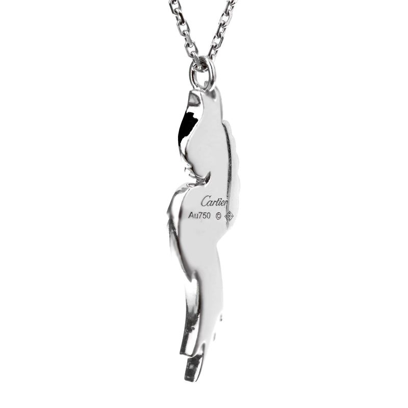 Cartier Fauna Flora Diamond 18k White Gold Bird Pendant Necklace 0003599