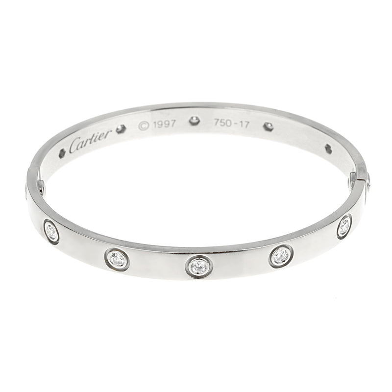 Cartier Classic Love 10 Diamond 18k White Gold Bangle Bracelet