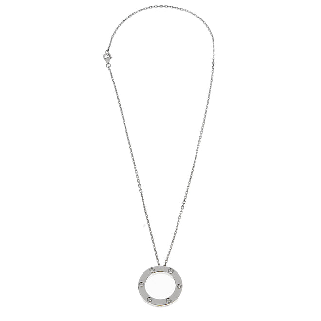 Cartier Love 6 Diamond 18k White Gold Pendant Necklace