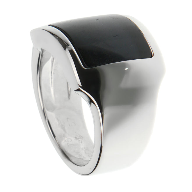 Cartier Santos White Gold Hawks Eye Cocktail Ring 0003571