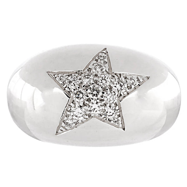 Chanel Bombe Comete White Gold Diamond Cocktail Ring 003514