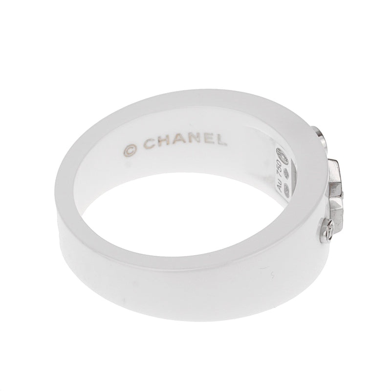 Chanel Comete Ceramic Diamond White Gold Ring 0003606