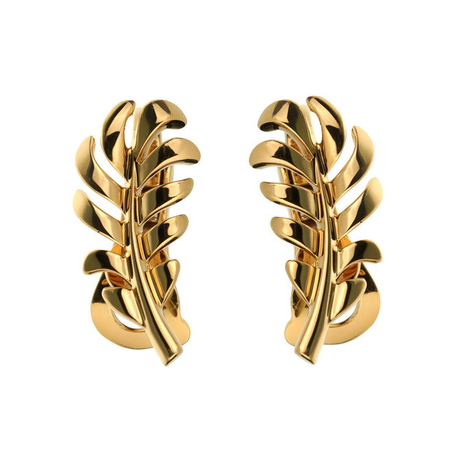 Chanel Plume Feather 18k Yellow Gold Earrings 0003593