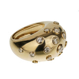 Christian Dior Vintage Bombe Diamond 18k Yellow Gold Cocktail Ring 0003581