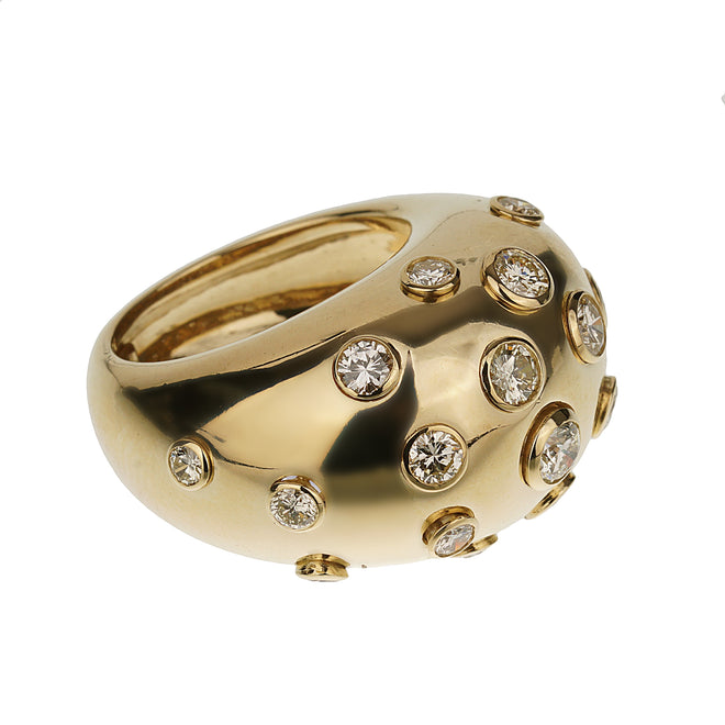 Christian Dior Vintage Bombe Diamond 18k Yellow Gold Cocktail Ring –  Opulent Jewelers