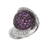 De Grisogono Diamond Amethyst 18k White Gold Cocktail Ring 0003616