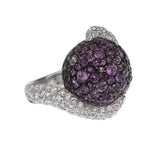 De Grisogono Diamond Amethyst 18k White Gold Cocktail Ring 0003616