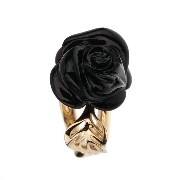 Dior Pre Catelan Onyx Diamond 18k Yellow Gold Cocktail Ring