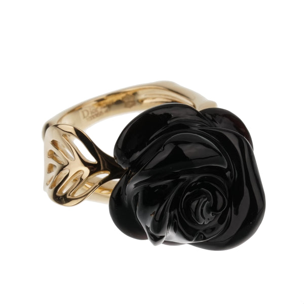 Dior Pre Catelan Onyx Diamond 18k Yellow Gold Cocktail Ring