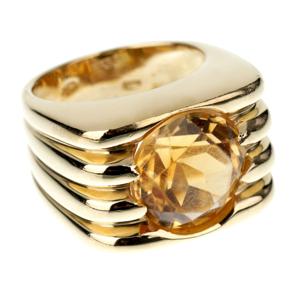 Fred of Paris Vintage Citrine Yellow Gold Cocktail Ring 0003508