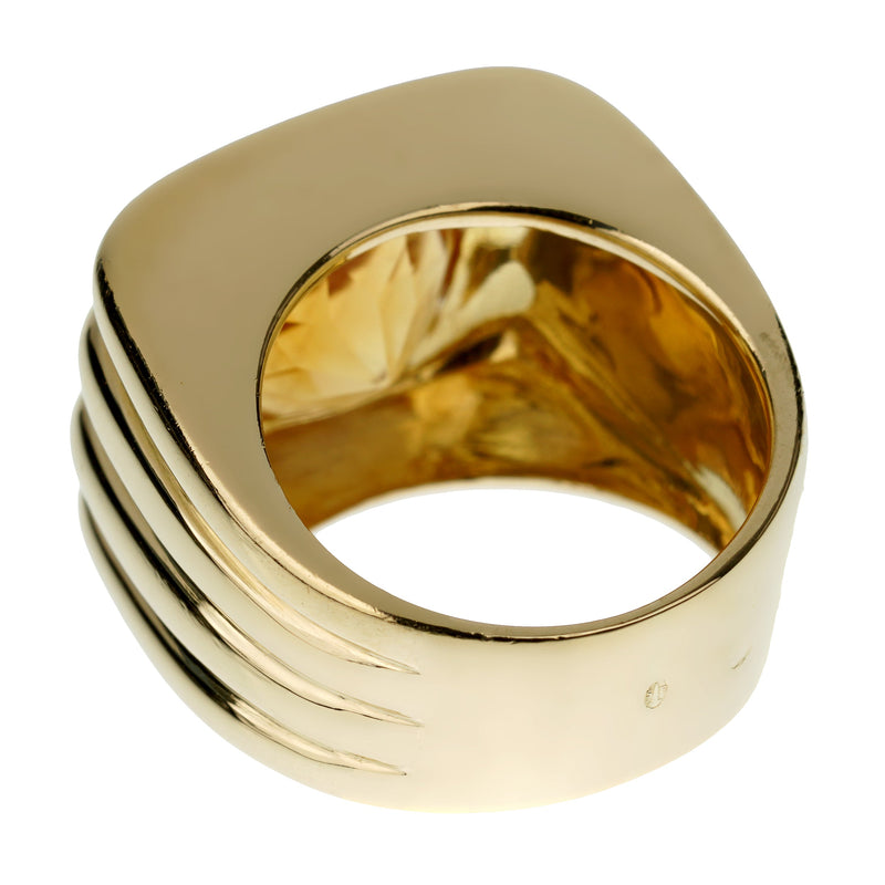 Fred of Paris Vintage Citrine Yellow Gold Cocktail Ring 0003508