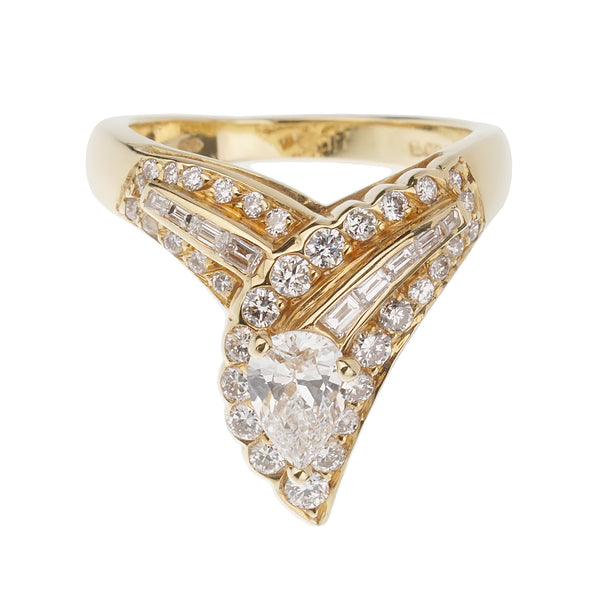 Graff Vintage 18k Yellow Gold Diamond Cocktail Ring 1980s