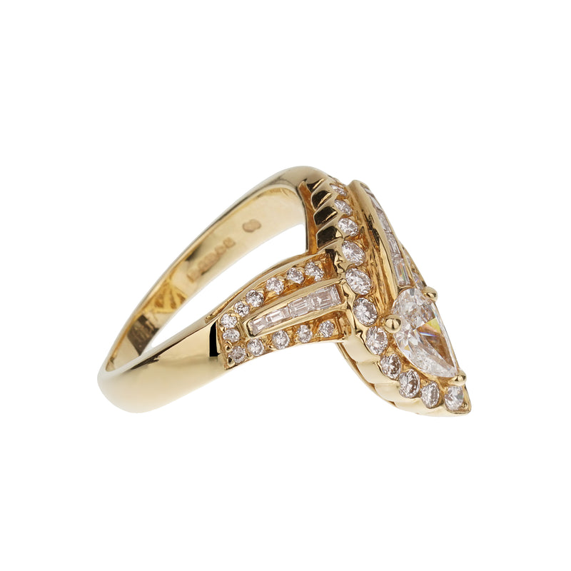 Graff Vintage 18k Yellow Gold Diamond Cocktail Ring 1980s