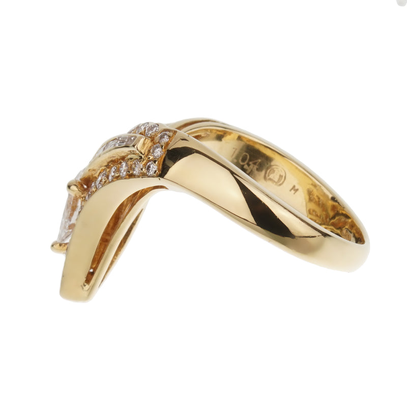 Graff Vintage 18k Yellow Gold Diamond Cocktail Ring 1980s