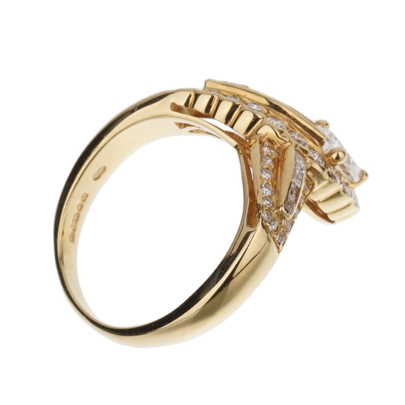 Graff Vintage 18k Yellow Gold Diamond Cocktail Ring 1980s