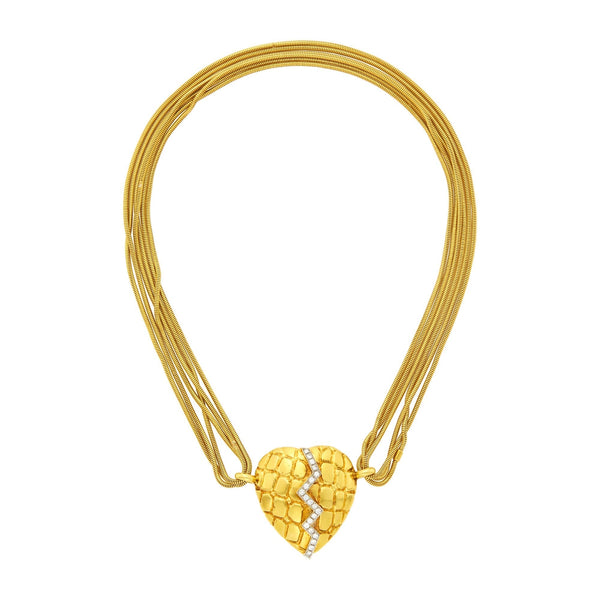 Gucci Diamond Heart Yellow Gold Pendant Necklace 1