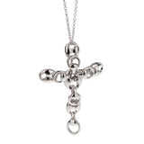 Gucci Vintage 18k White Gold Cross Marine Link Pendant Necklace